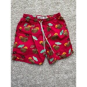 Huntington Beach Club Men’s Board Shorts Small Coconut Tropical Swim Trunks